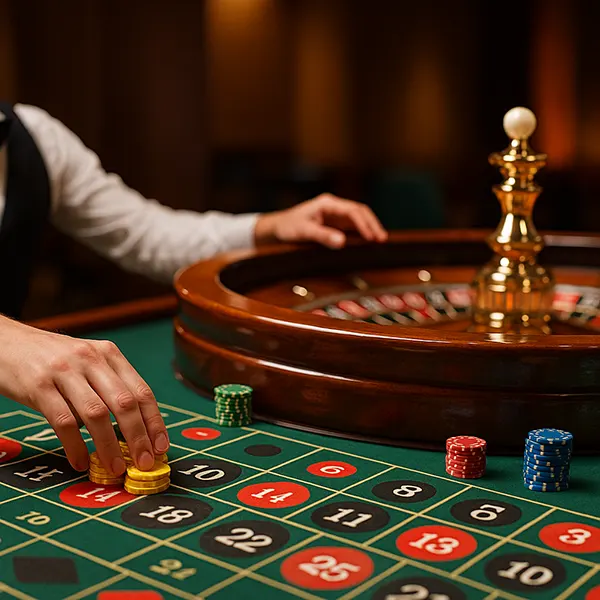 Roulette wheel in play